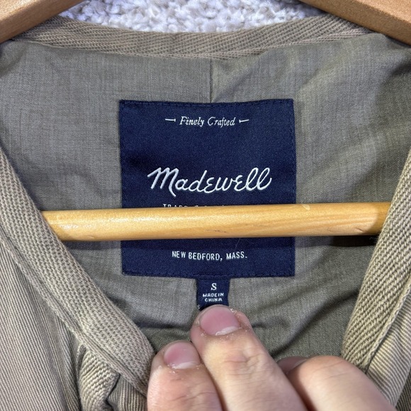 Madewell Jacket Womens Small Green Quilted Twill Collarless Snap Pockets Liner - Picture 2 of 8